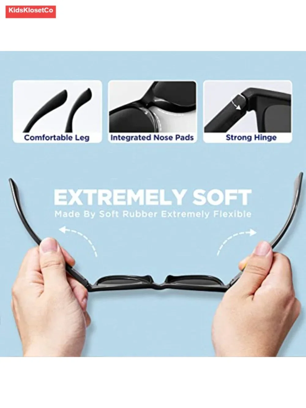 Kids Polarized Sunglasses with Strap UV Protection Rubber Frame Plastic Lens